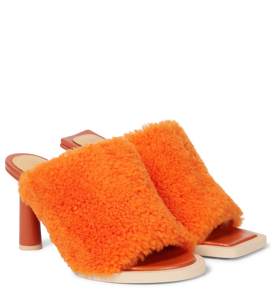 Мюли Carrés Ronds с мехом Jacquemus, Orange 213fo02-213 401700