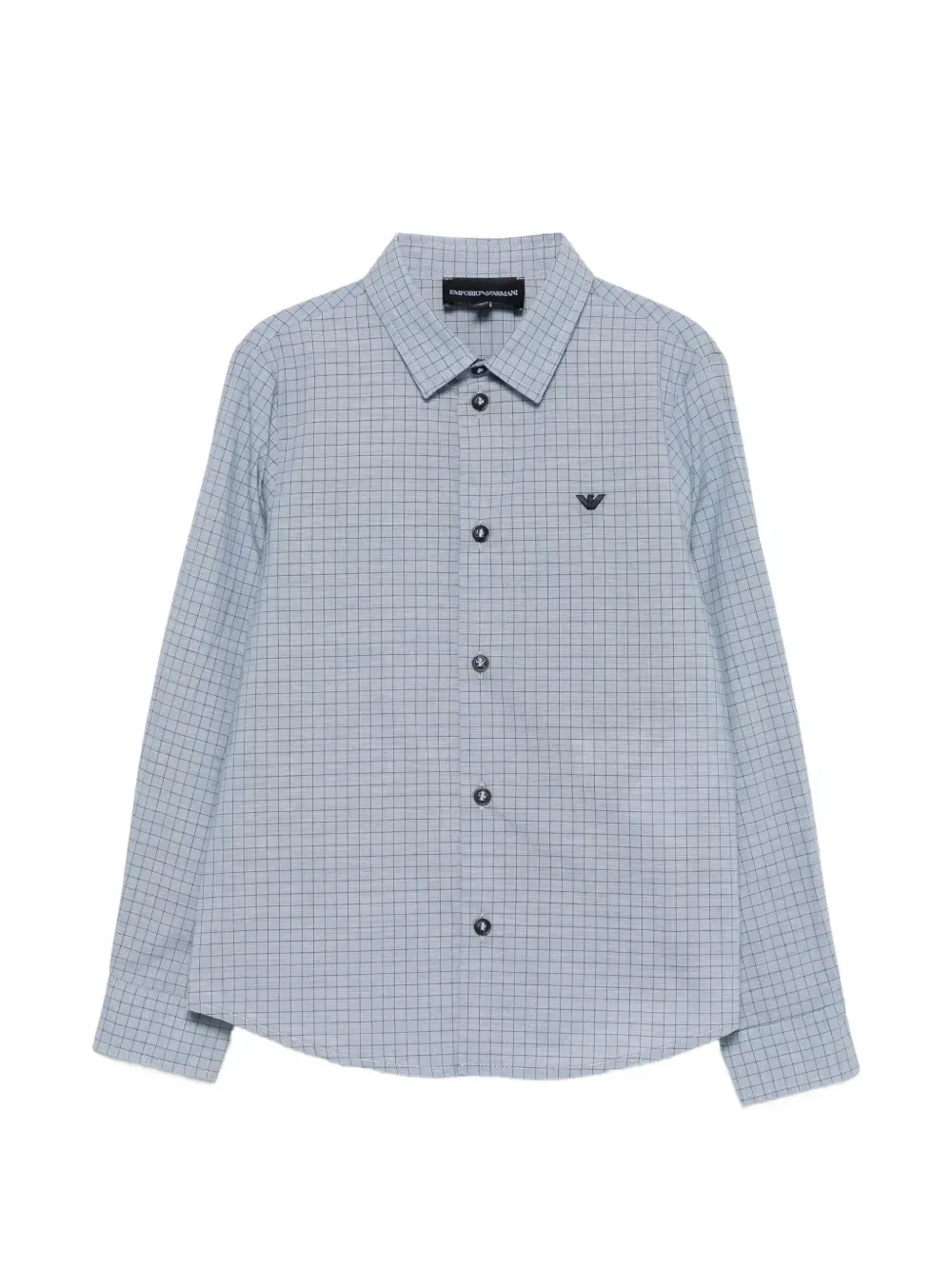 Рубашка в клетку с вышитым логотипом Emporio Armani Kids, синий