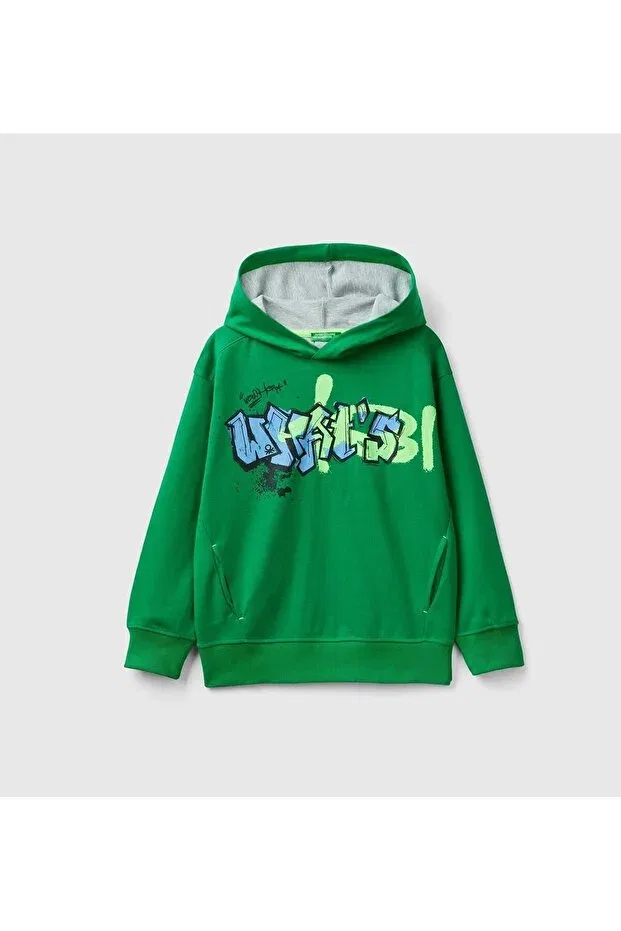Детская толстовка с принтом для мальчиков United Colors Of Benetton, Green