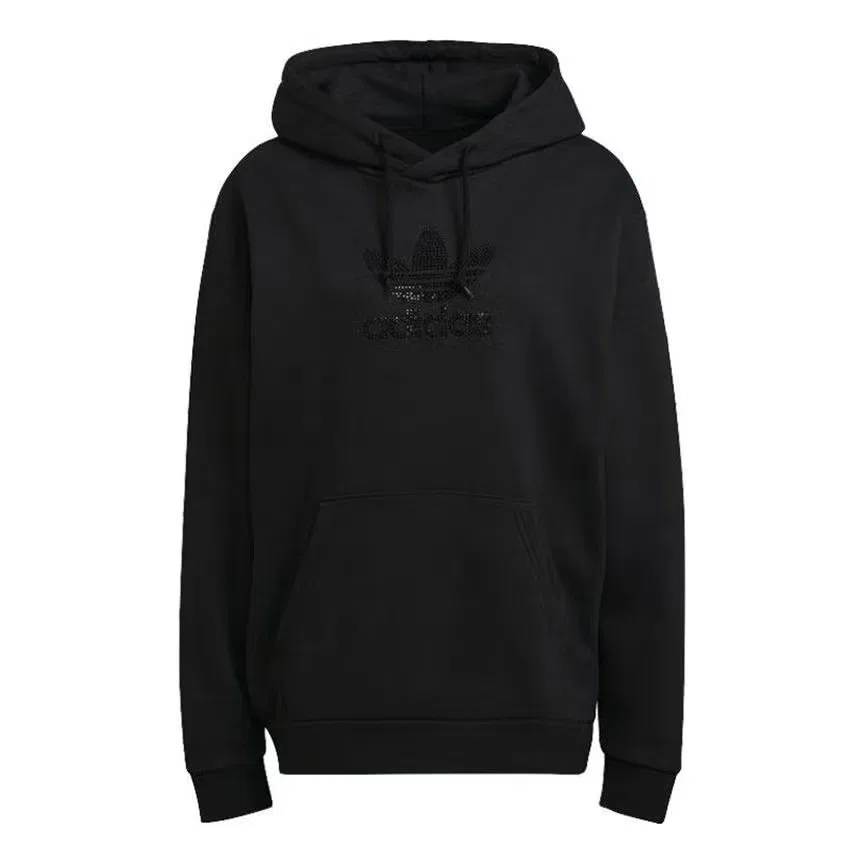 Пуловер спортивный с логотипом Adidas, черный