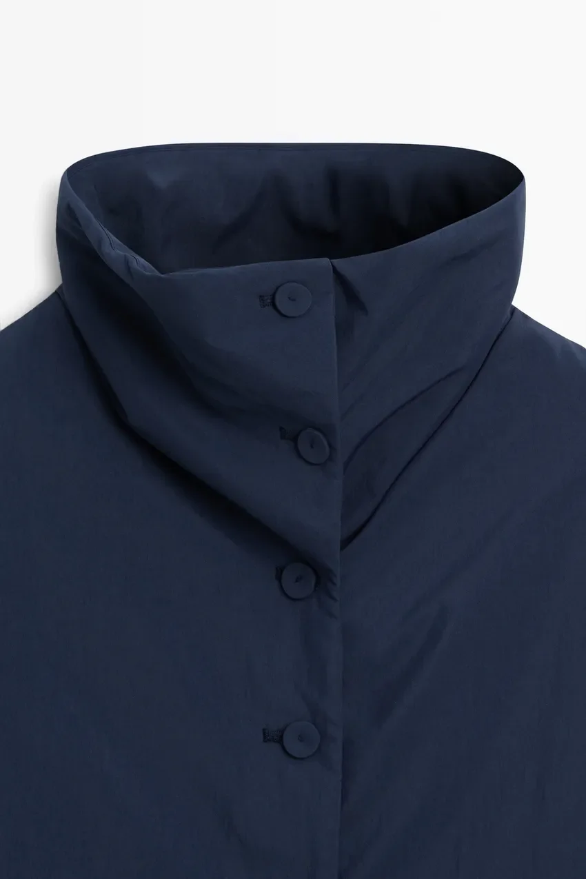 Пальто Massimo Dutti Lightweight Quilted Short, темно-синий — фото 2