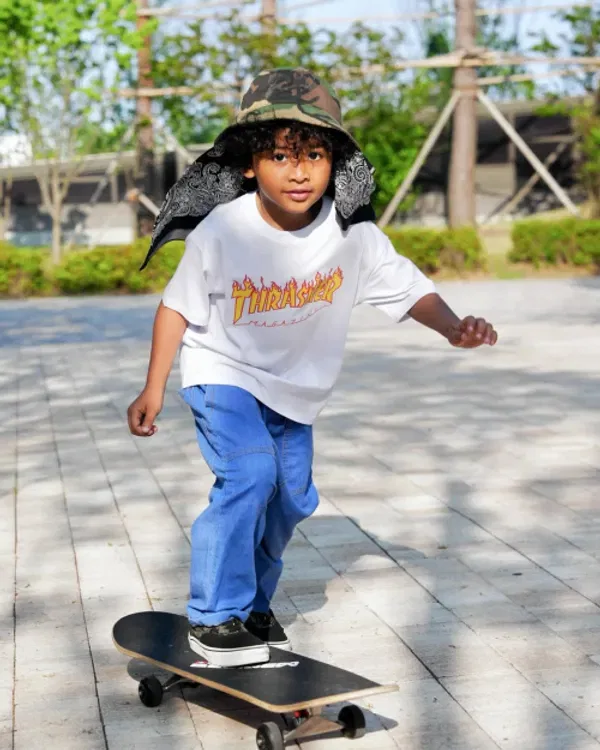 Футболка с коротким рукавом Flame для детей Thrasher Kids, белый