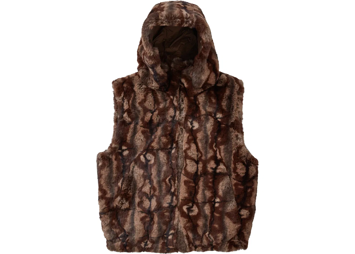 Мужской жилет из искусственного меха с капюшоном Supreme, Brown — фото 2