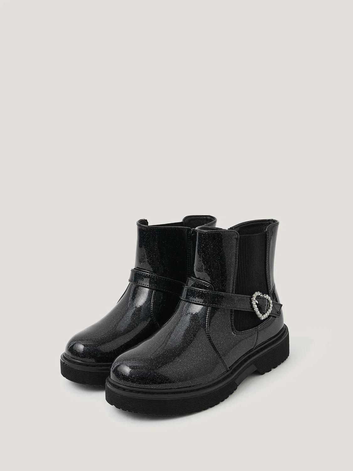 Ботинки с блестками Heart Buckle Monsoon, черный
