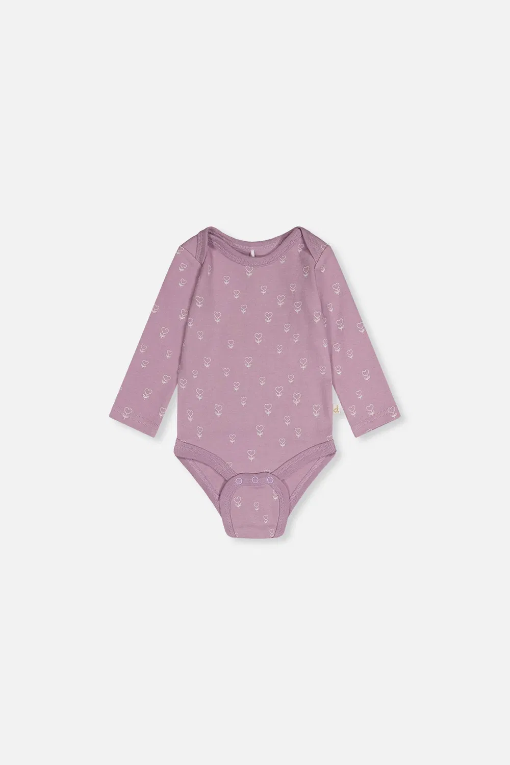 Детский боди-комбинезон комплект из 3 штук с длинным рукавом с принтом Three Pack Organic Cotton Onesie Deux par Deux, Purple Floral Print