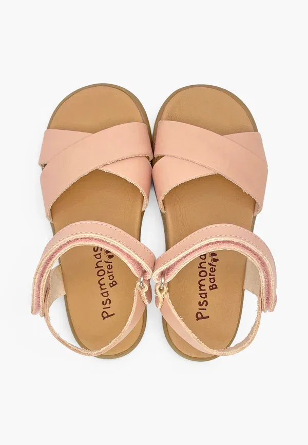 Сандалии кожаные Sandalia barefoot cruzada cierre adherente Pisamonas, розовый — фото 3