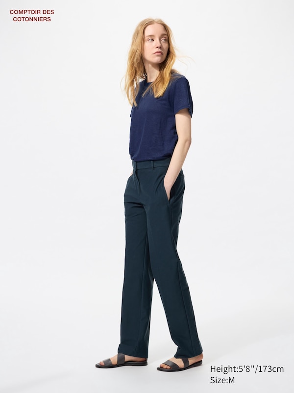 

Узкие прямые брюки из твилового джерси Uniqlo, синий