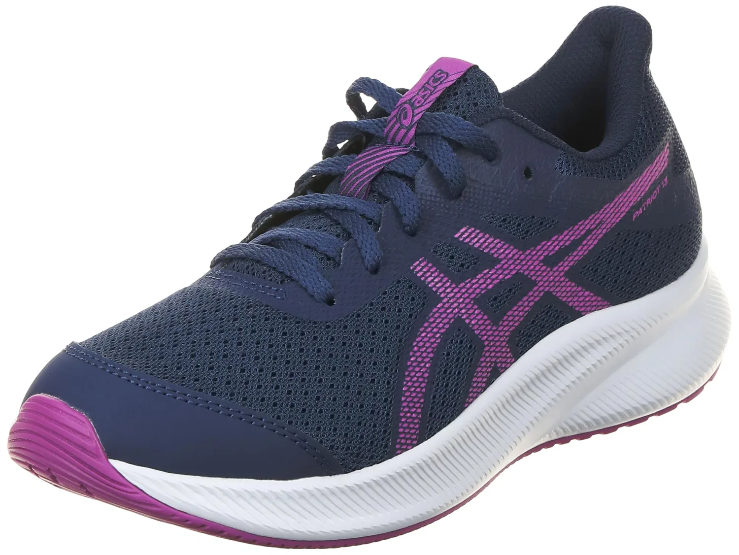 Детские кроссовки для девочек с амортизацией Patriot 13 Gs ASICS, Blue Expanse Bold Magenta