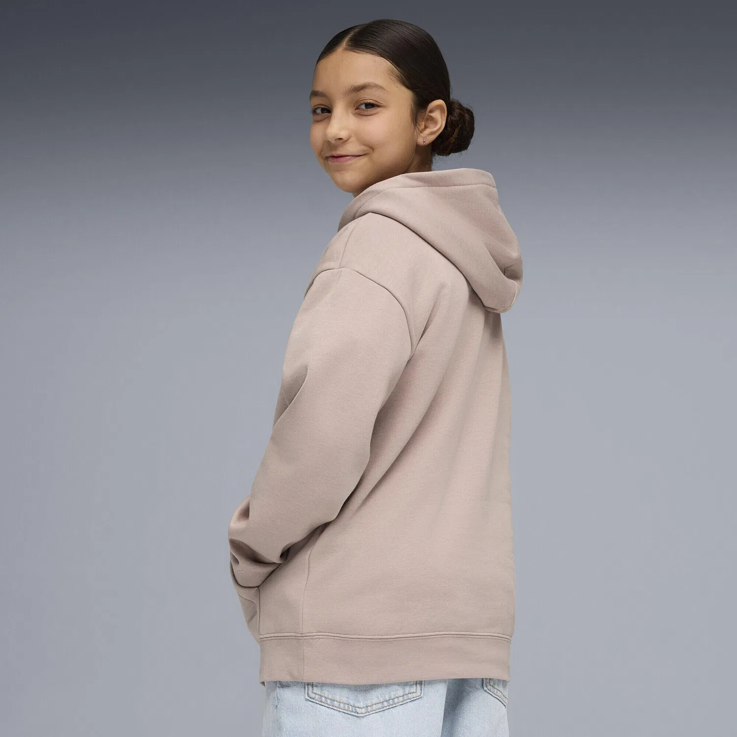 Детское худи из флиса с капюшоном Essentials Fleece Relaxed Hoodie Puma, Beige — фото 3
