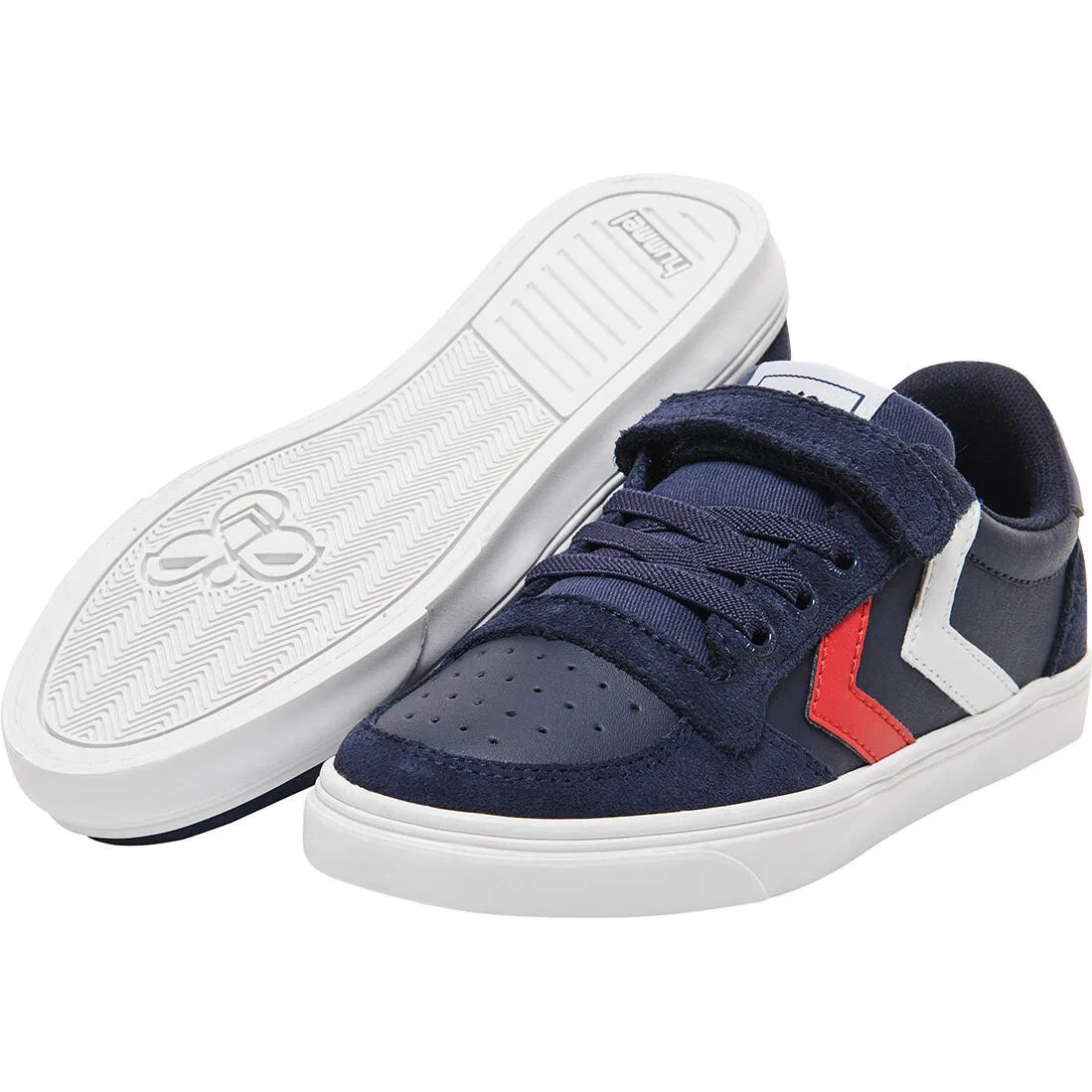 Детские кроссовки из кожи с закрытой липучкой Slimmer Stadil Leather Low Hummel, Blau Dunkelblau — фото 2