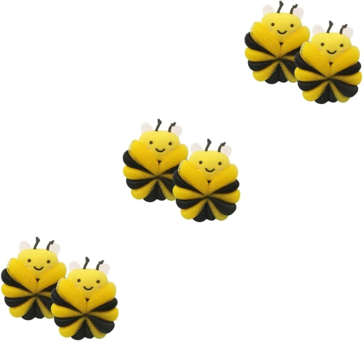 Мочалка для душа Bee, 6 шт, 11x11x18 см, Желтый Beatifufu