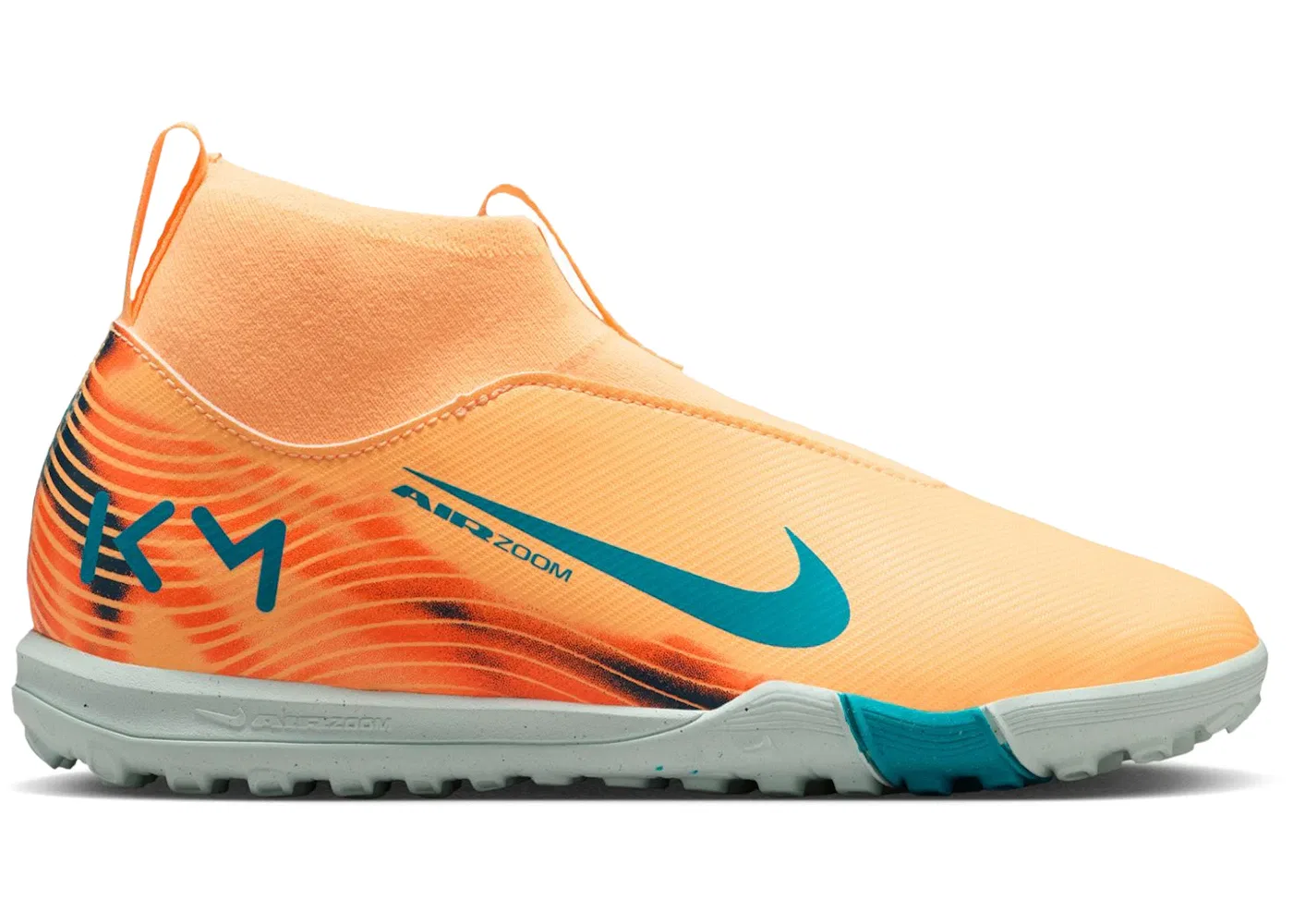 Детские кроссовки для мальчиков с принтом Nike Zoom Mercurial Superfly 10 Academy TF Kylian Mbappé, Melon Tint/Igloo/Neo Turquoise