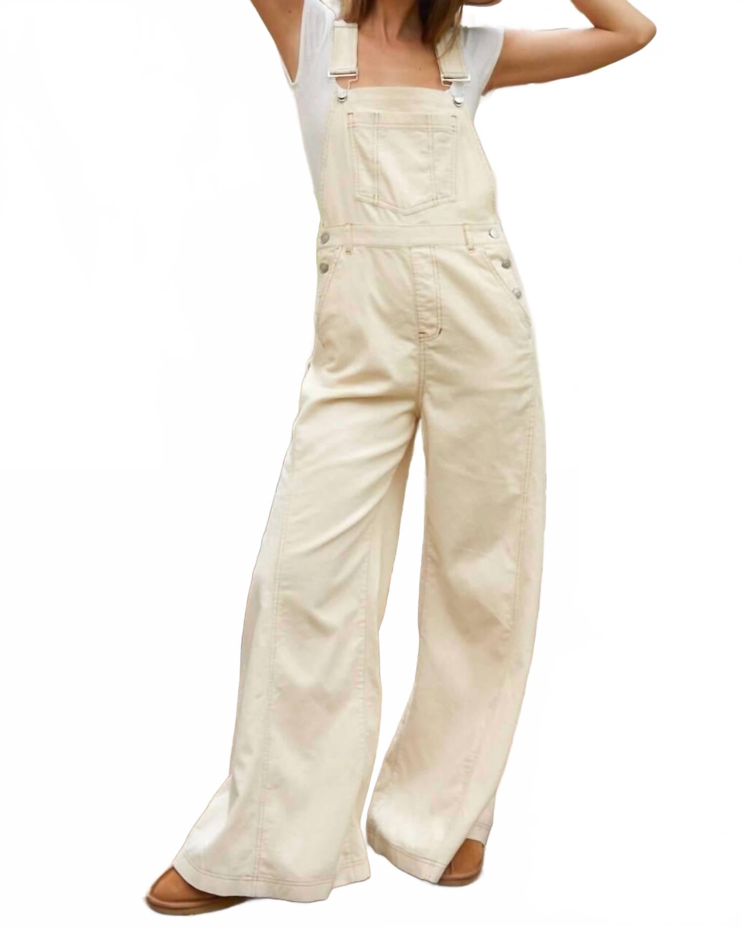 

Джинсы Cammie Corduroy Overalls In Cream Peach Love