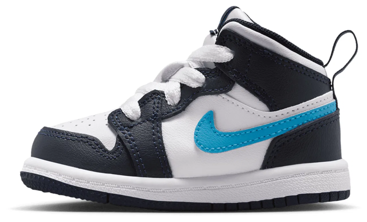 Кроссовки для мальчиков AJ 1 Mid Jordan, цвет Obsidian/Dark Powder Blue/White — фото 2