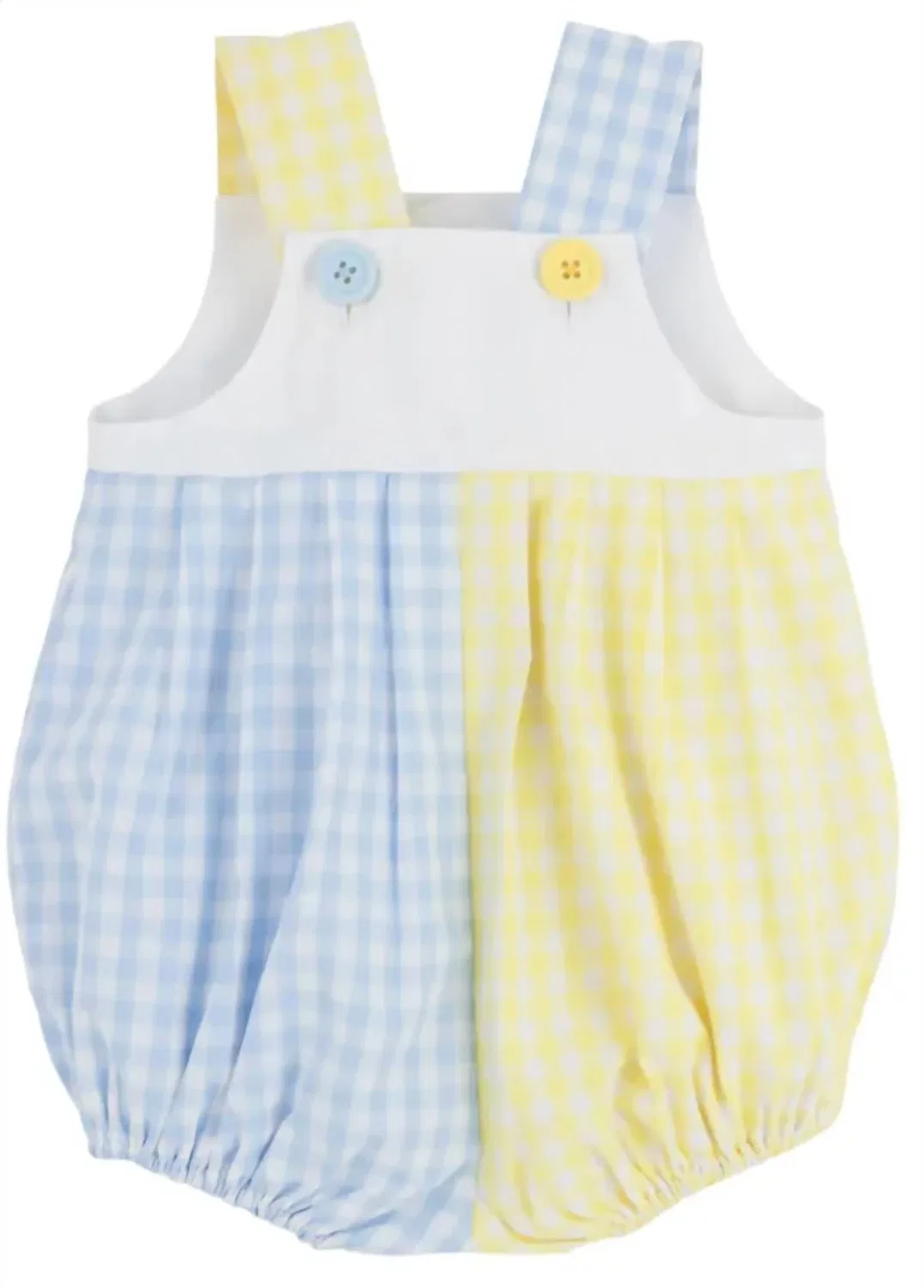 Детский боди-комбинезон с принтом Branham Bubble Romper Beaufort Bonnet, Buckhead Blue Gingham/Yellow — фото 2