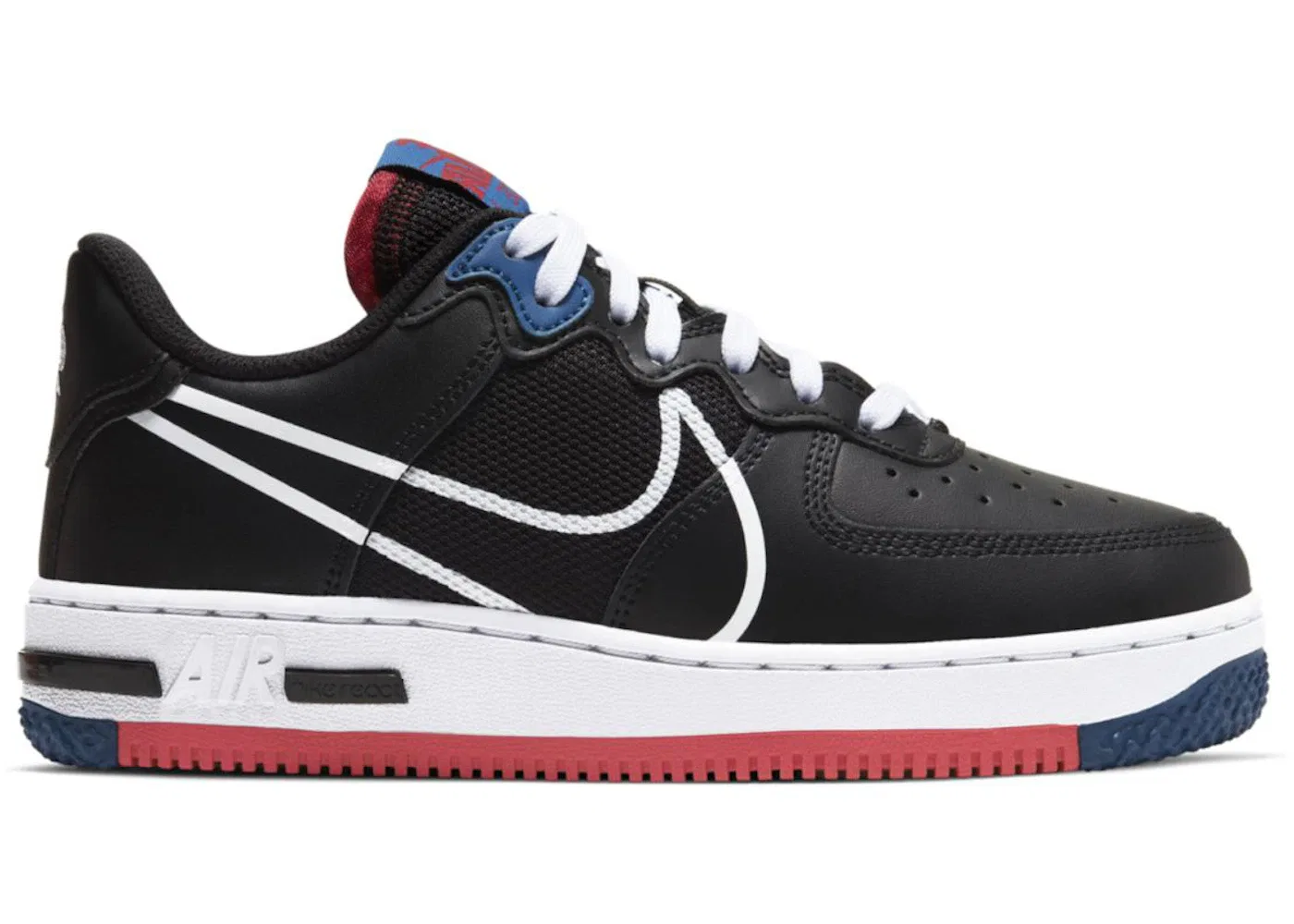 Детские кроссовки Lifestyle Nike Air Force 1 Low React SU, Black/Gym Red/Gym Blue/White