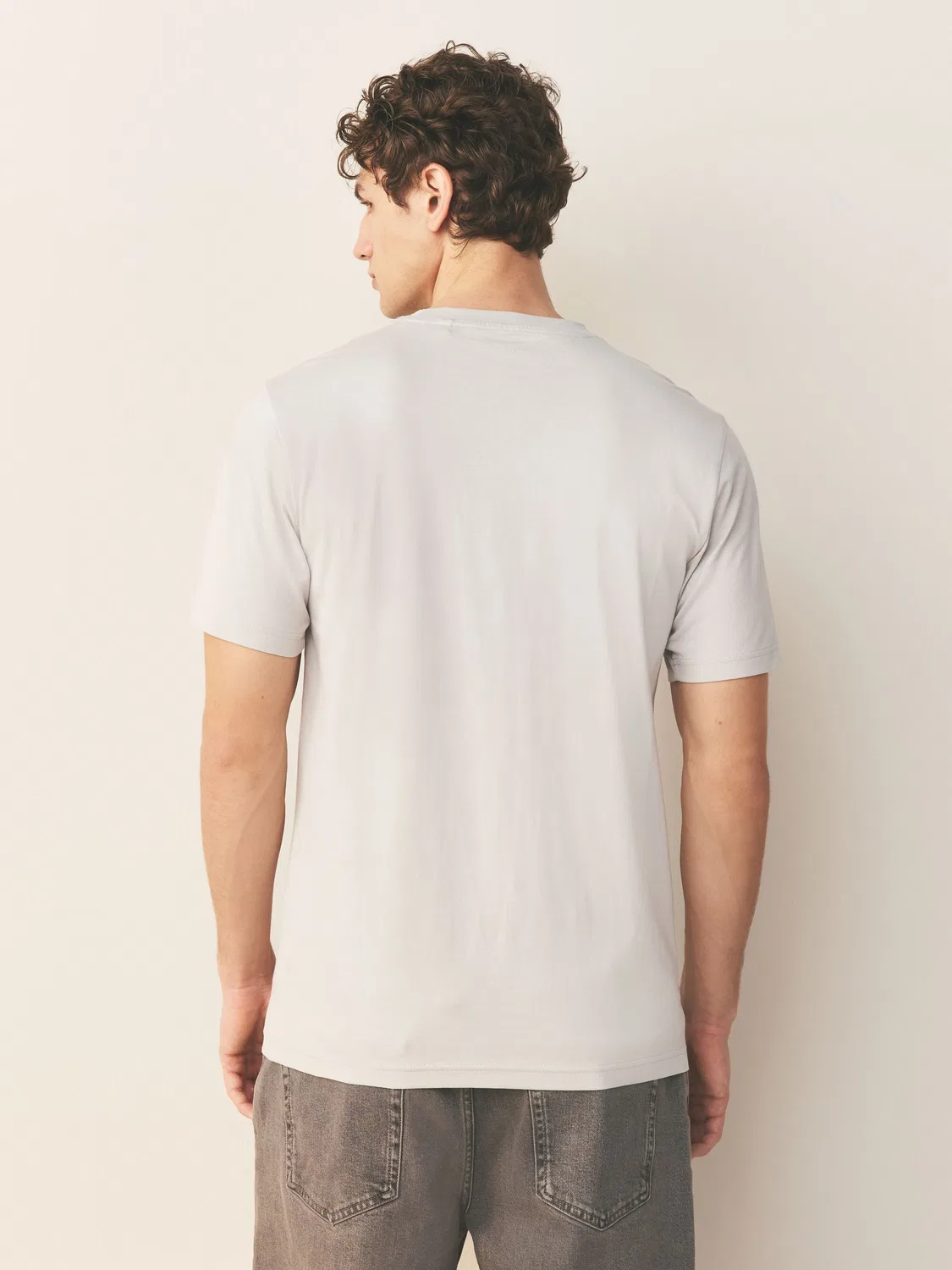Футболка с круглым вырезом, slim fit, Essential Next, светло-серый — фото 3