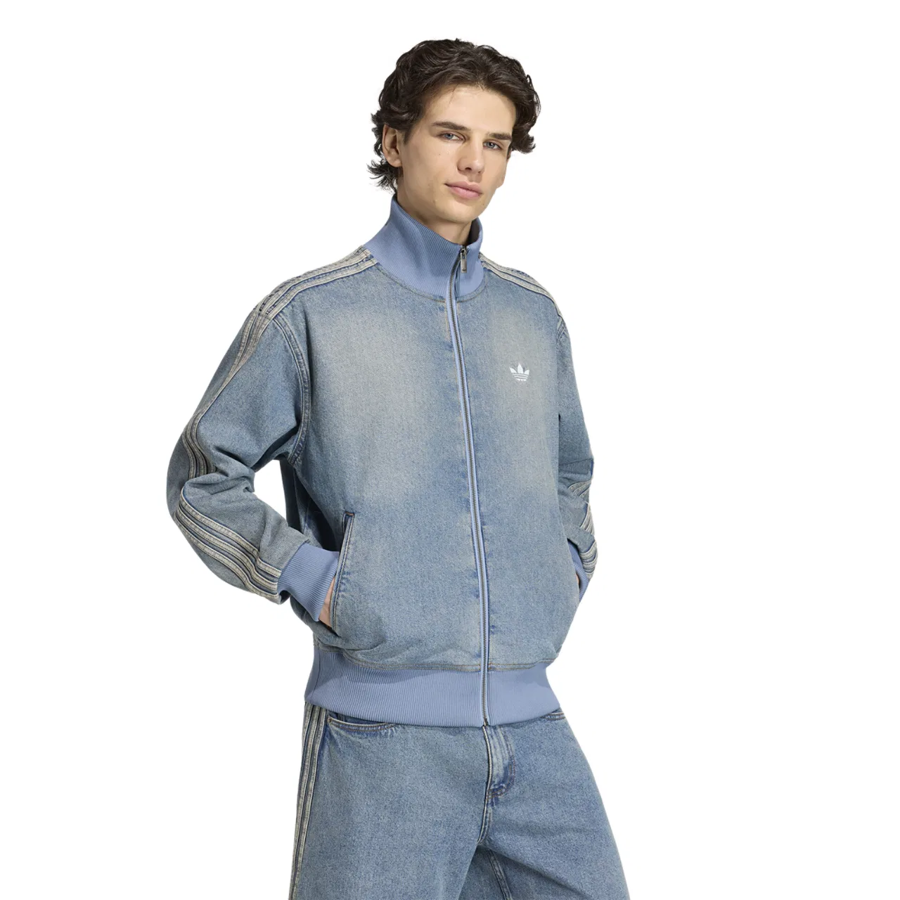 Мужская куртка Adicolor Denim Firebird Track Top Adidas, цвет Worn Blue Denim