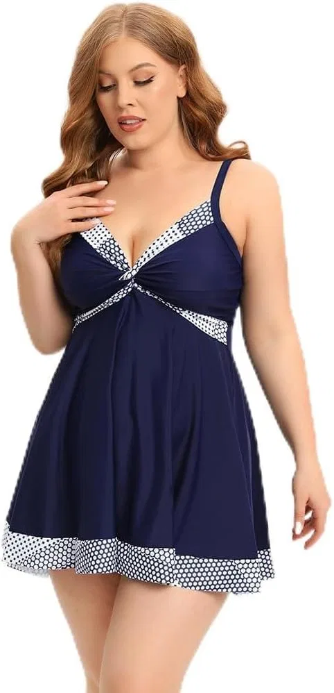 Женский танкини с гороховым принтом, Dark Blue