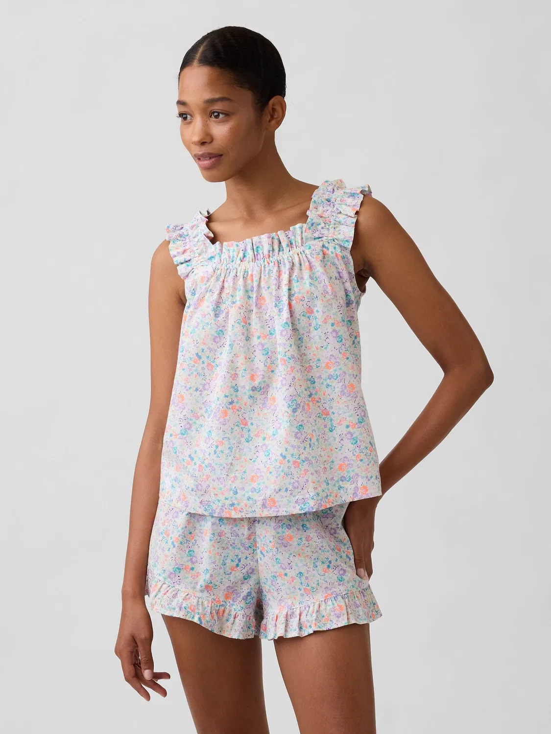 Пижамный топ Gap Purple Floral, фиолетовый флоральный