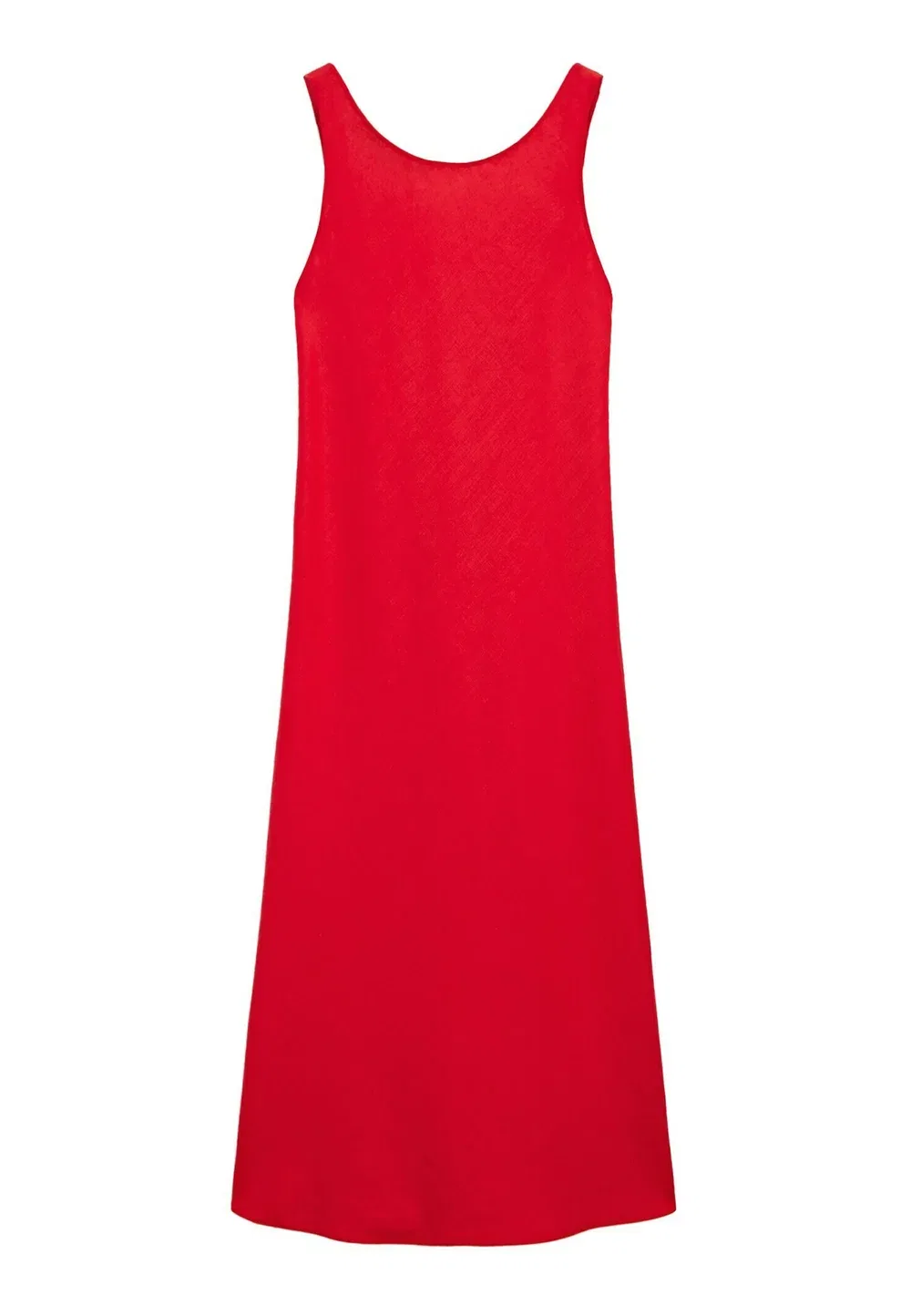 Льняное платье миди с открытой спиной - платье макси Massimo Dutti, Red — фото 4