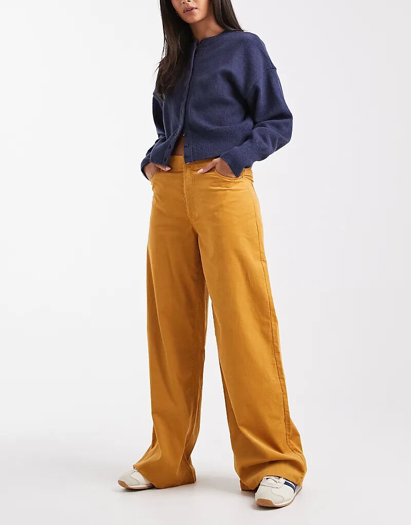 

Широкие вельветовые брюки ASOS DESIGN горчичного цвета