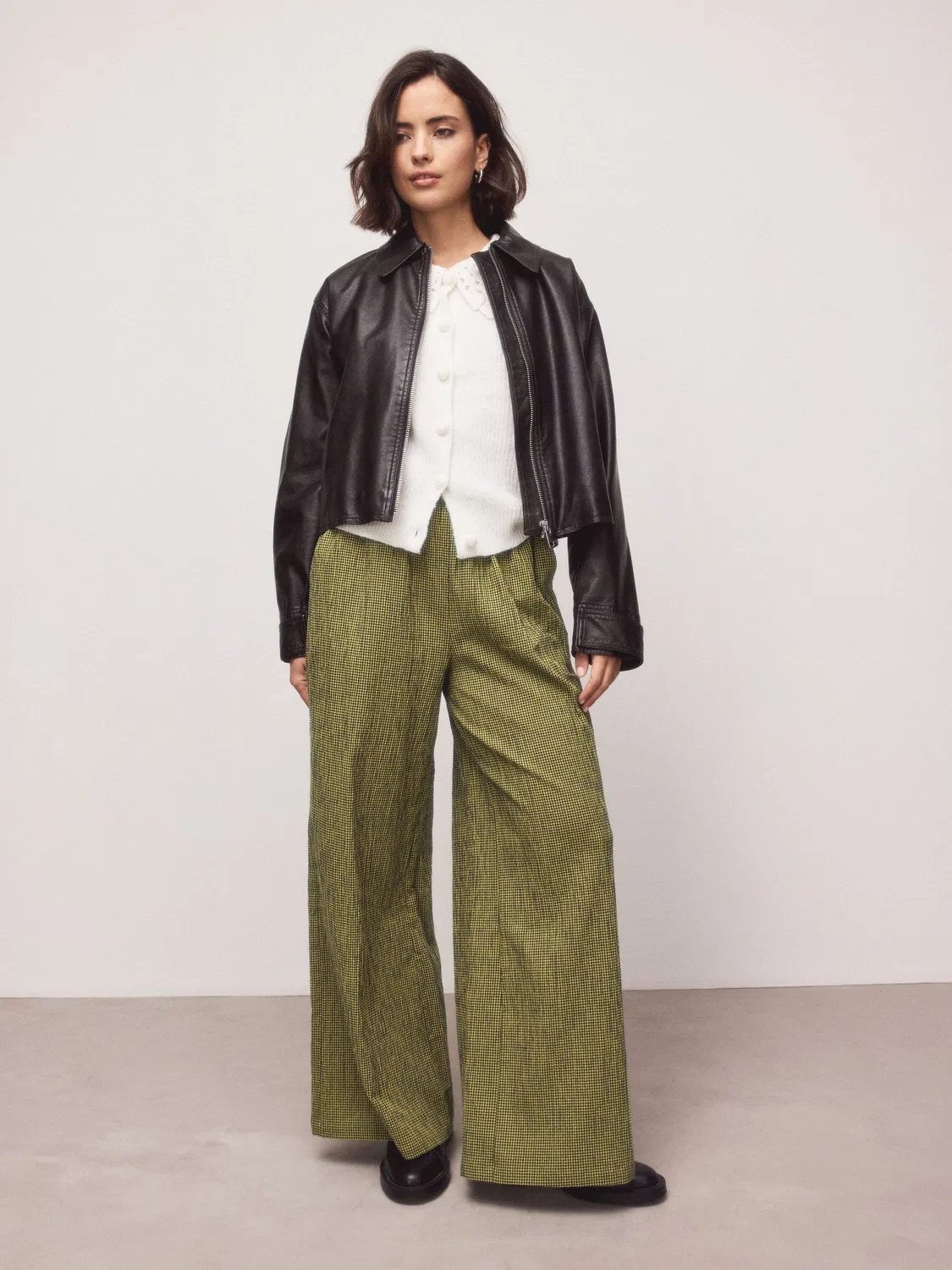 Широкие брюки в клетку Green/Navy Blue Next