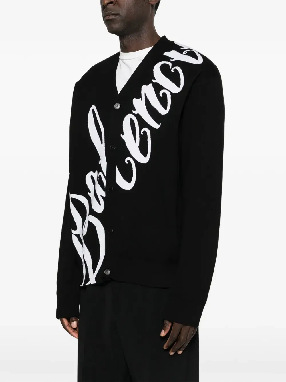 Кардиган с V-образным вырезом Balenciaga, черный — фото 3