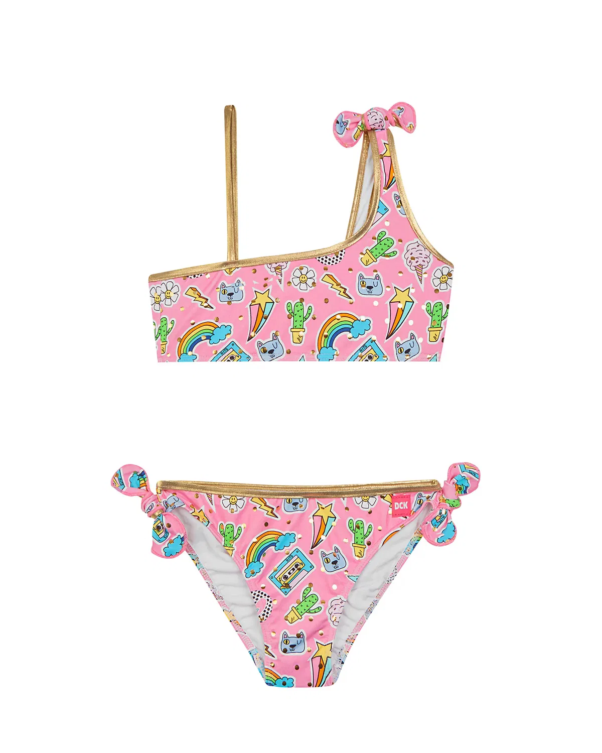 Детский бикини для девочек асимметричный с принтом Kawaii Dolores Cortés, Multicolor