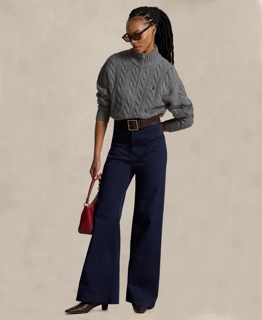 Свитер с высоким воротом и полузастежкой-молнией Polo Ralph Lauren, Flannel Grey Heather — фото 2