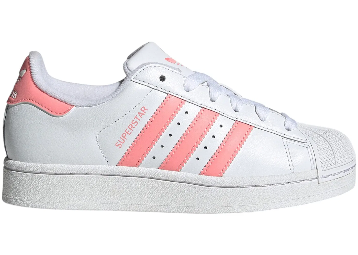Детские кроссовки с кожаным верхом Adidas Superstar II, Cloud White Semi Pink Spark Cloud White