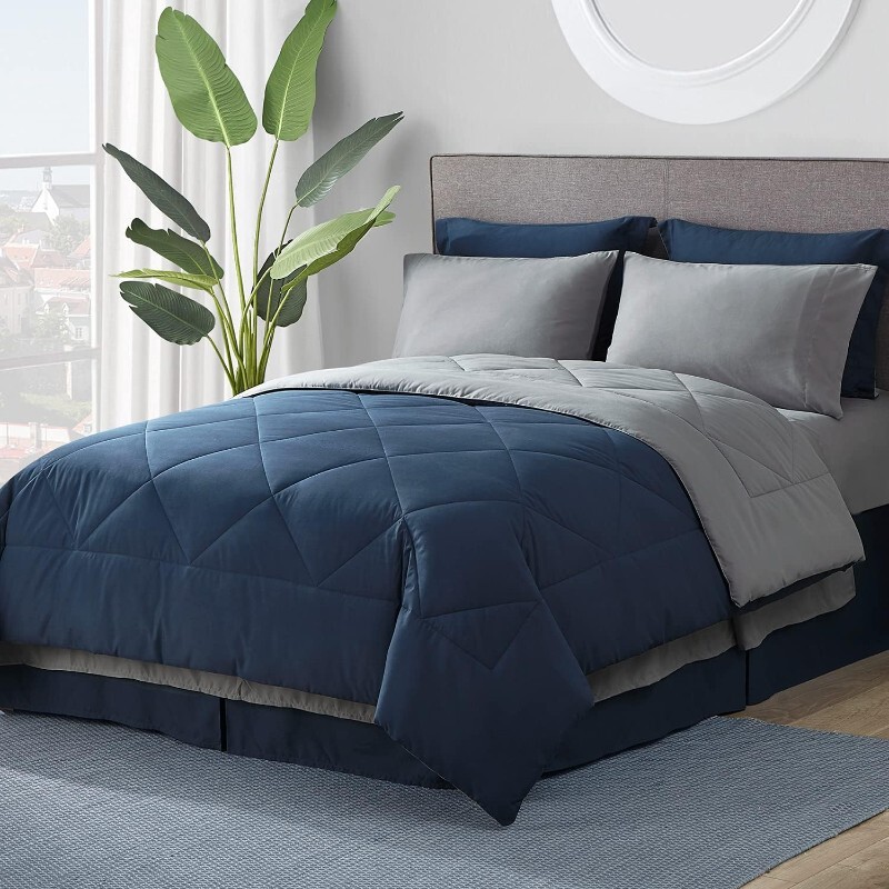 

Комплект двуспального постельного белья Bedsure Twin, 5 предметов, синий
