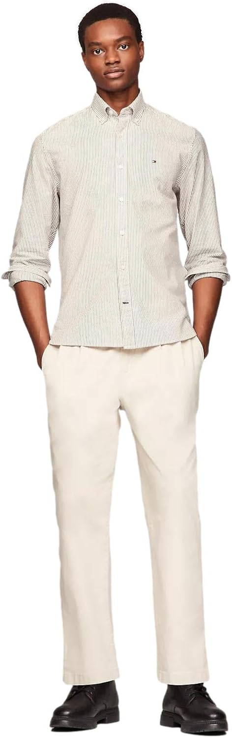 Рубашка Tommy Hilfiger Signature Long Sleeve Casual Button Down, классический бежевый/полоска — фото 2