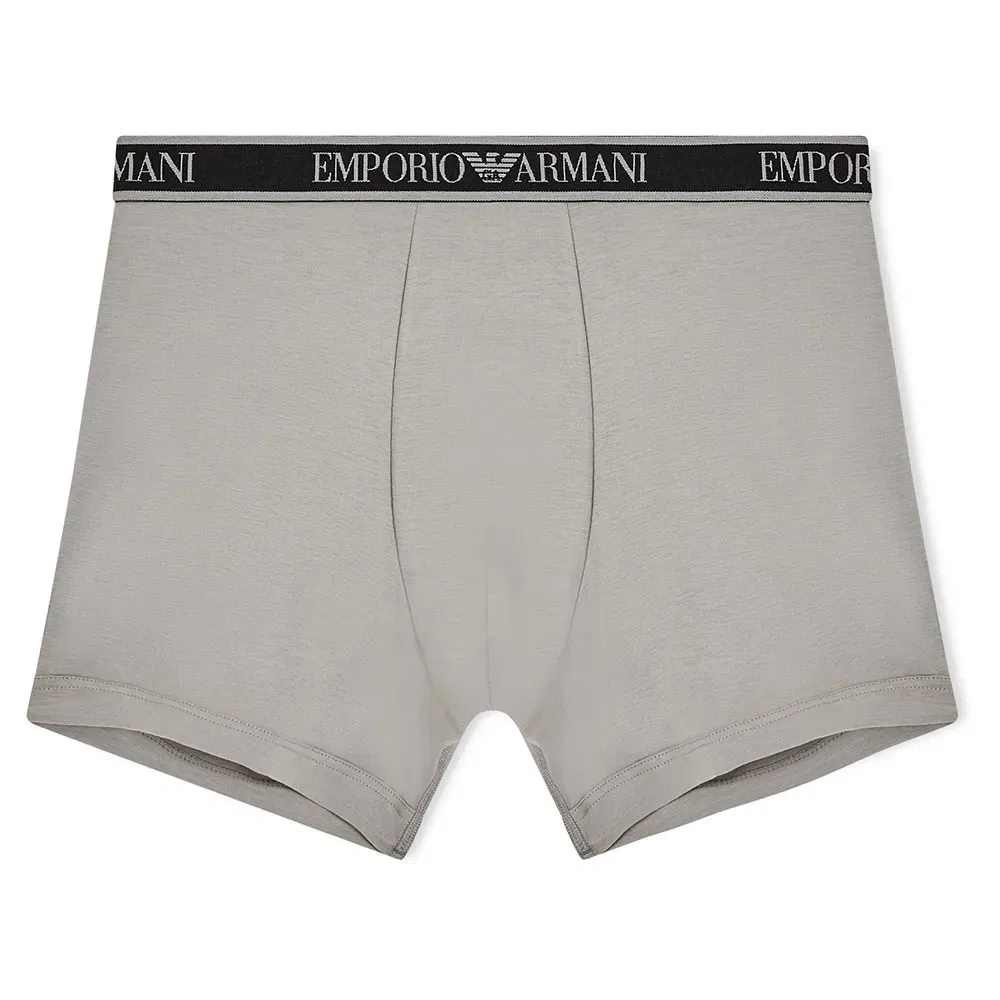 Мужские трусы-боксеры из хлопка с эластаном, 3 шт Emporio armani, Grey — фото 3