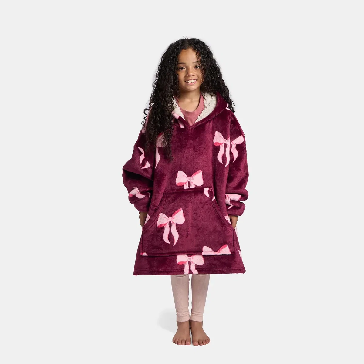 Детский худи из флиса с капюшоном Mini me bows Ohs, Burgundy