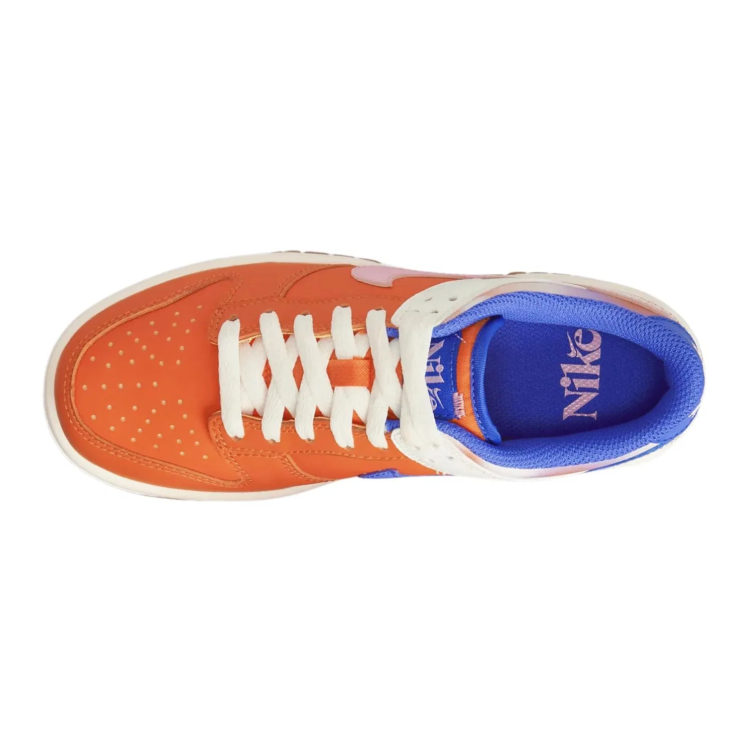 Детские кроссовки для девочек с принтом NIKE Dunk NIKE, Safety Orange Med Soft Pink — фото 3