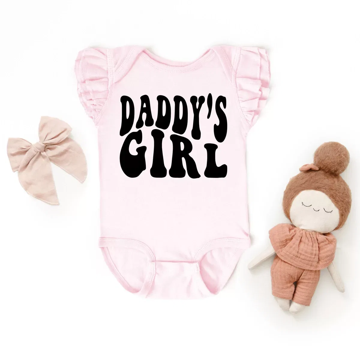 Детский боди-комбинезон для девочек с воланами на рукавах Daddy's Girl Wavy The Juniper Shop, Ballerina — фото 2