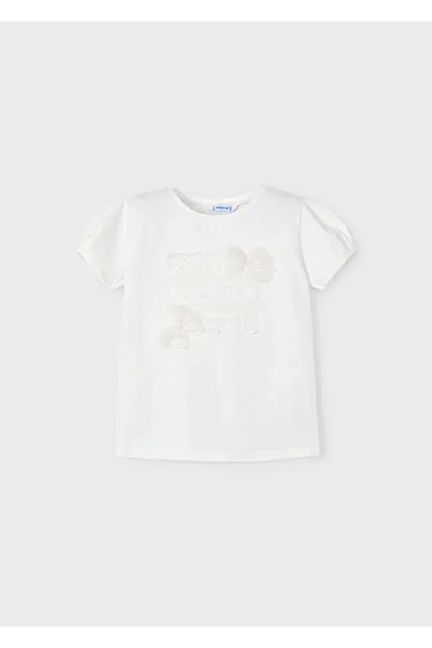 Детская футболка для девочек с принтом Summer Girl's T-Shirt Mayoral, Ecru