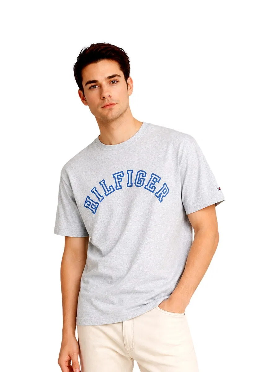 Футболка TOMMY HILFIGER серого цвета — фото 2