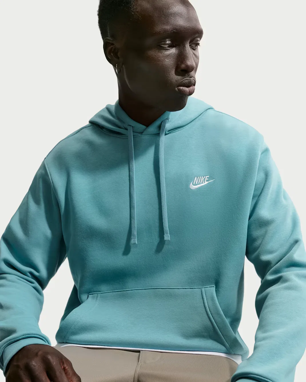 Толстовка с капюшоном Nike Sportswear Club Fleece, Denim Turquoise/Denim Turquoise/White — фото 3