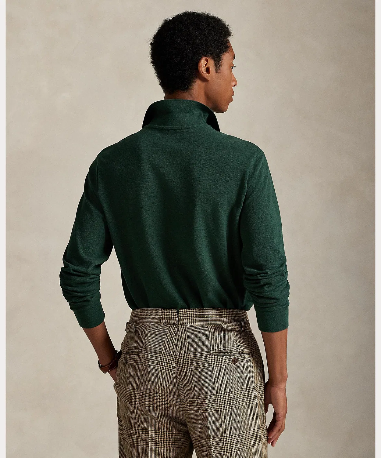 Мужская поло с длинным рукавомCustom Slim Polo Ralph Lauren, Green — фото 4