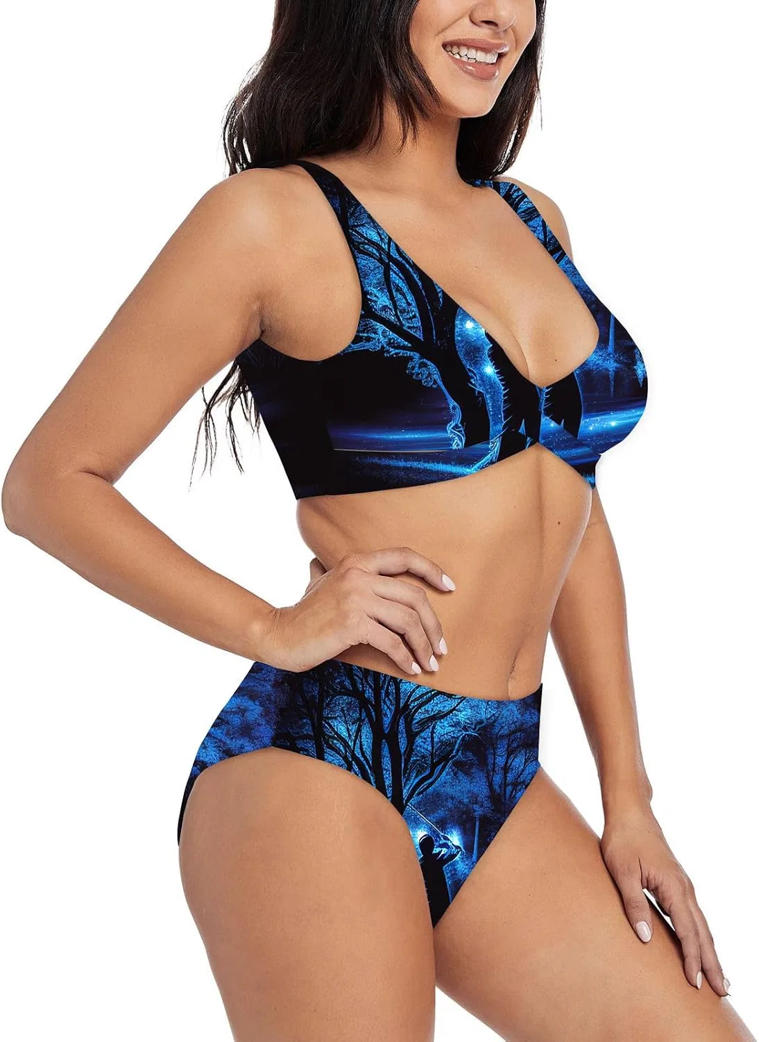 Женский бикини-комплект с принтом B-157, Blue/Black