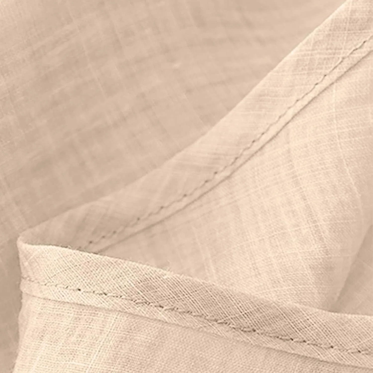 Женская свободная льняная блуза с воротником-стойкой Oversized, Beige — фото 3