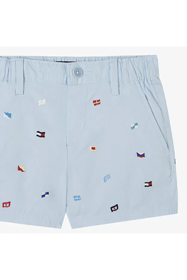 Детские шорты для девочек с принтом Tommy Hilfiger, C1O-Blue — фото 2