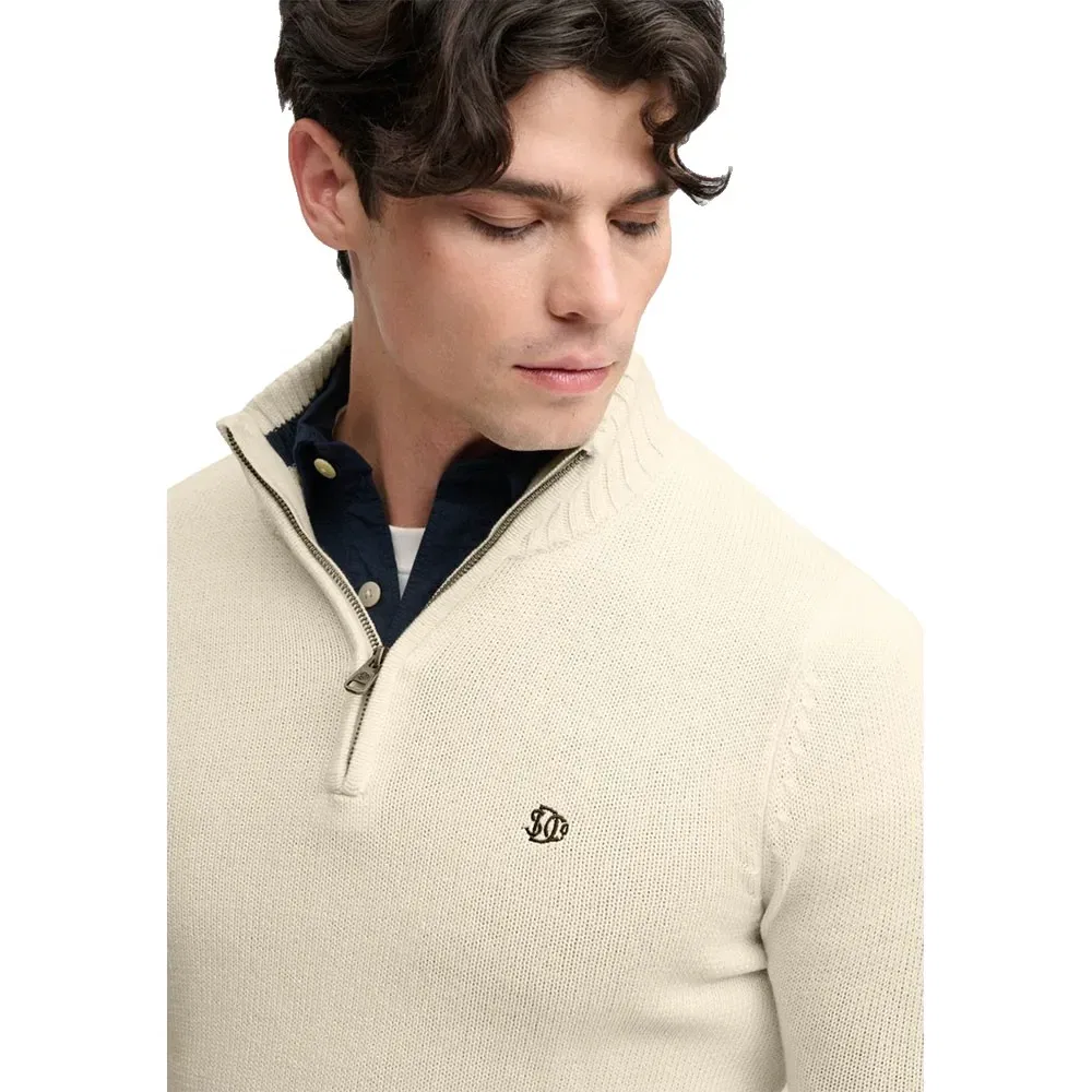 Мужской свитер с полузастежкой-молнией Cotton Knit Superdry, Beige — фото 4