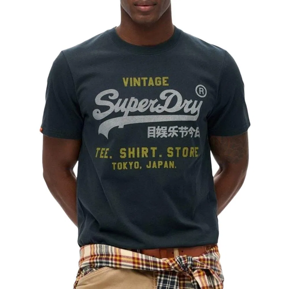 Мужская хлопковая футболка Superdry VL Heritage Relaxed, Navyblau — фото 2