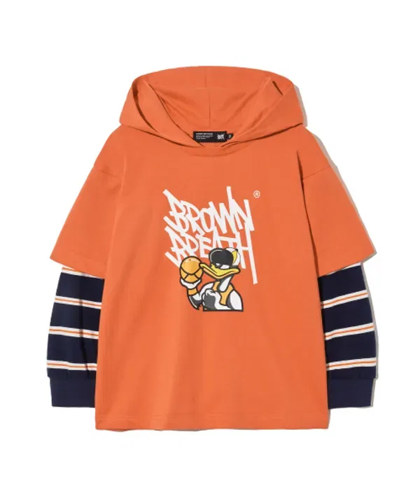 Детская толстовка с капюшоном, оранжевая, Brownbreath Kids — фото 2