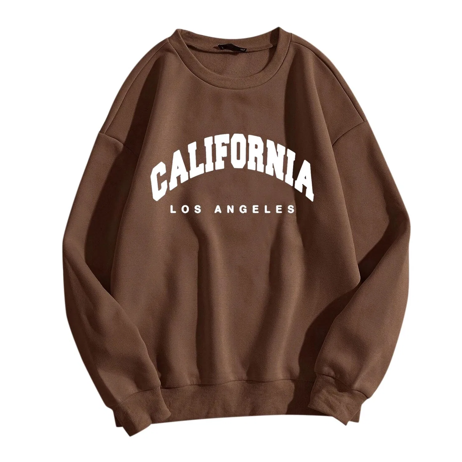 Женский свитшот с принтом Los Angeles California, свободного кроя, с длинным рукавом, Brown