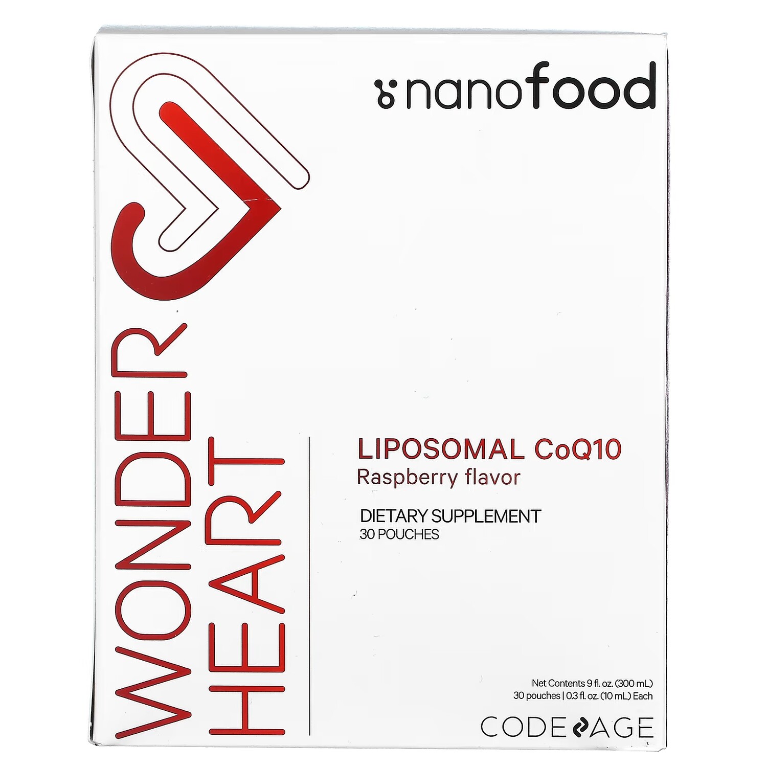 

Codeage Nanofood Wonder Heart липосомальный коэнзим Q10 малина, 30 пакетиков