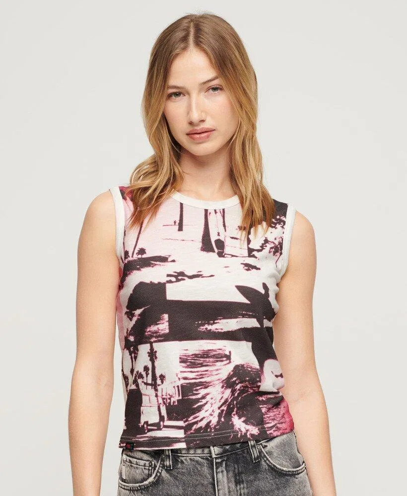 Женская хлопковая жилетка Slim Logo Fotografisches Superdry, Beige Cremefarben